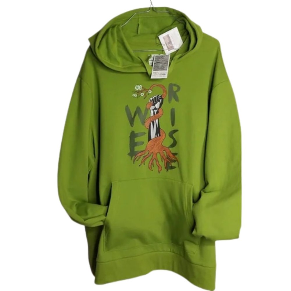 New "We Rise", Graphic Long Sleeve Hoodie in Green - New With Tags
